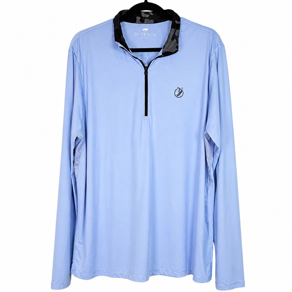 Greyson Quarter Zip Pullover Shirt Mens XL Blue Camo Collar Performance Golf Run
